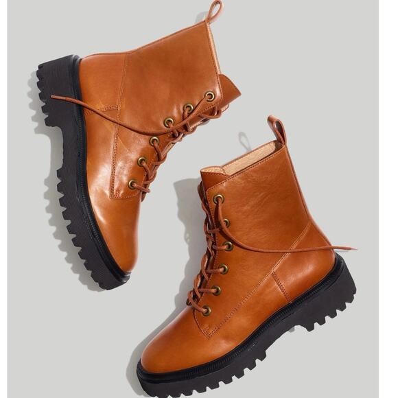Madewell Shoes - Madewell The Rayna Lace Up Boot Leather Combat English Saddle SZ 11 $198